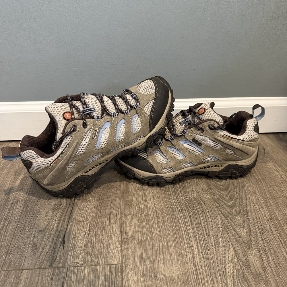 Merrell Moab Wms Sz 9 Dusty Olive Vibram Low Top Hiking Shoes J88796 Waterproof